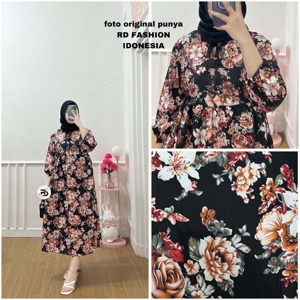 salsa midi dres motif bunga terbaru 2025