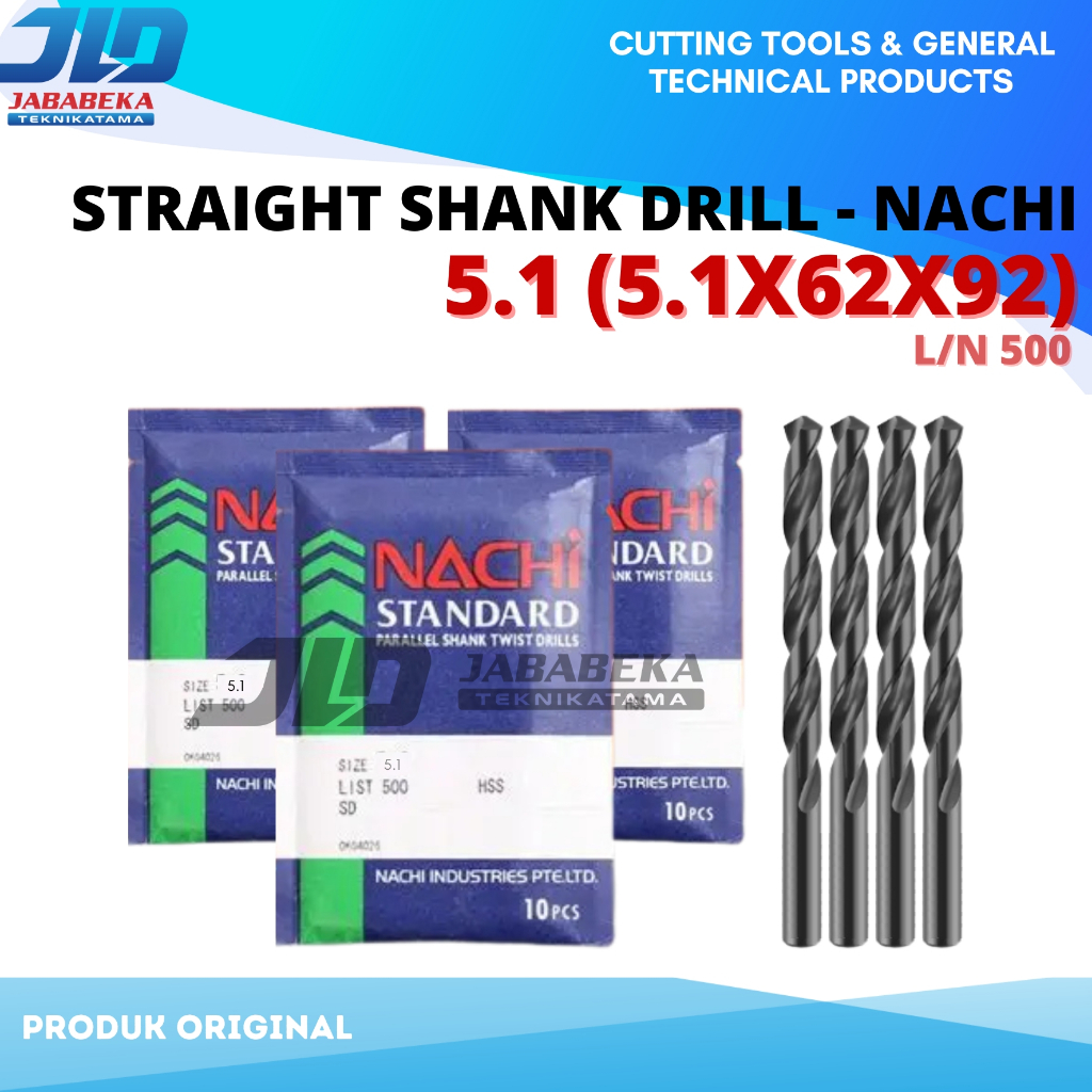 NACHI Mata Bor 5.1 mm Drill 5.1mm HSS Mata Bor Besi Merek NACHI
