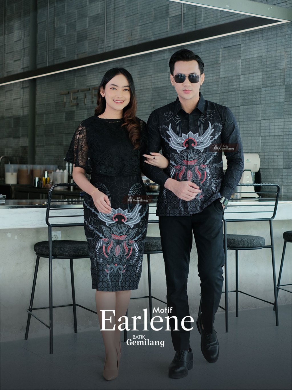 Motif Earlene- Batik Couple Modern Elegan Wanita Pesta Natal Kemeja Batik Dress Premium