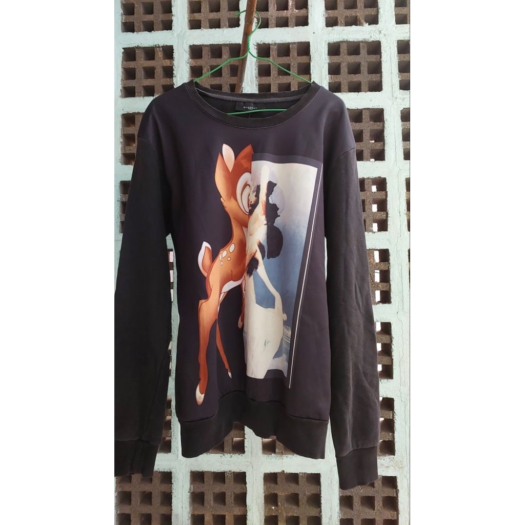 CREWNECK SWEATSHIRT GIVENCHY X BAMBI HITAM JAKET UNISEX BAMBI SECOND
