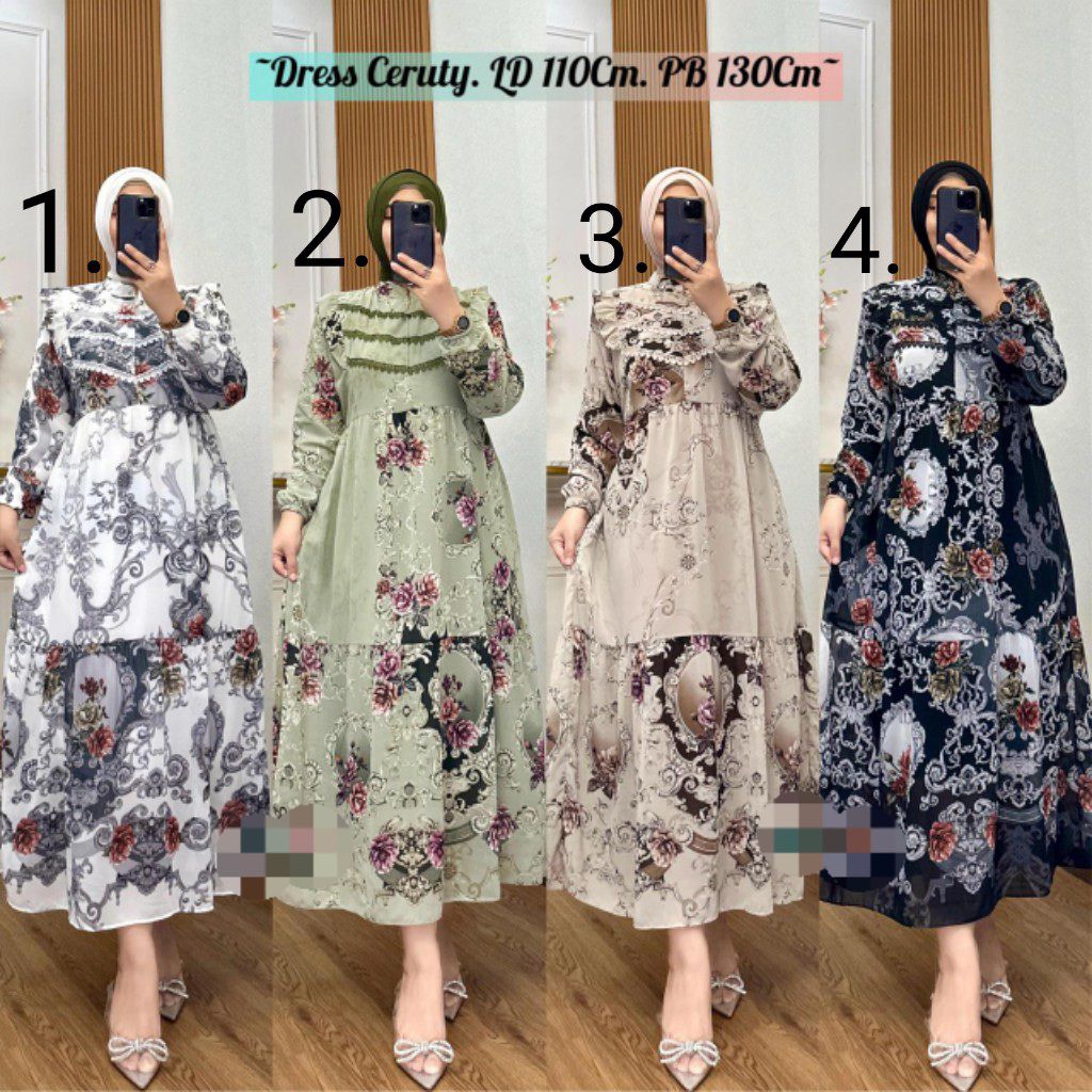 MIDI DRES KOREA TERBARU MOTIF BUNGA