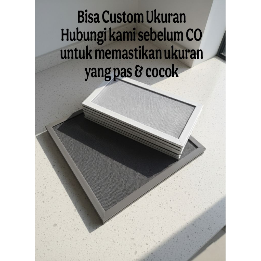 Kasa/Jaring Anti Nyamuk Bahan Fiberglass dilengkapi dengan Frame Karet & List Alumunium (ukuran cust