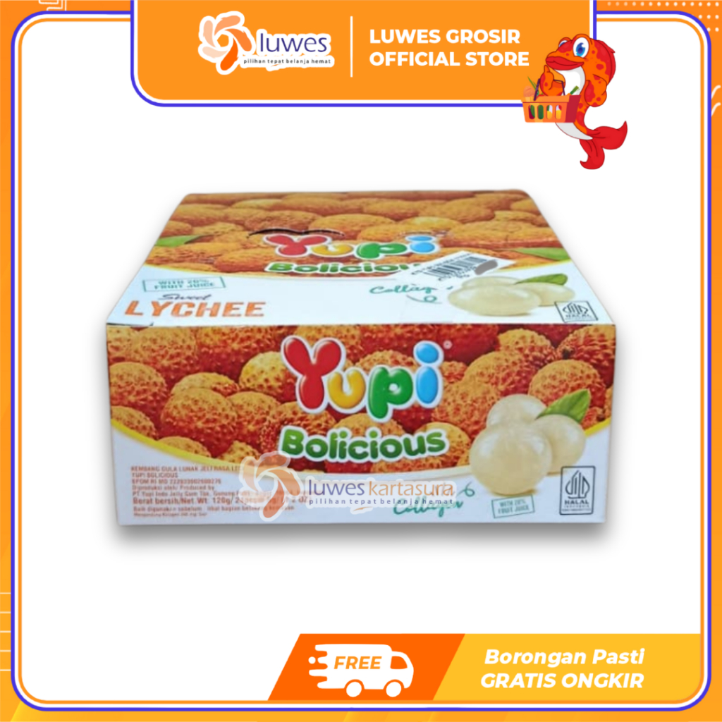 [GROSIR] Yupi Bolicious Permen Yupi Rasa Lychee Leci Permen Box Isi 24pcs Murah