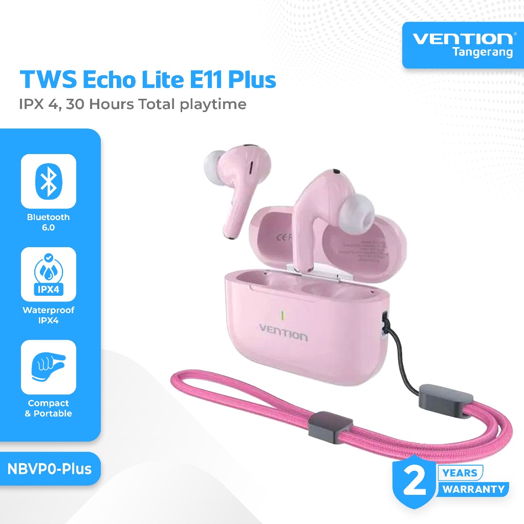 Vention TWS Echo Lite E11 Plus True Wireless Bluetooth 6.0 IPX 4 Earphones Earbuds 30 Hours Total pl