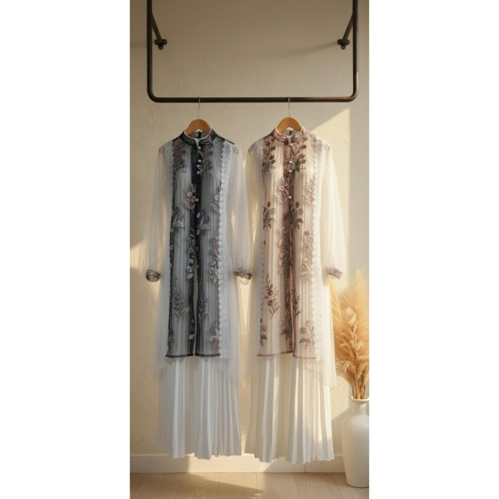 Dress brukat imp. Dress brukat outer premium, dress kondangan, dress outer brukat