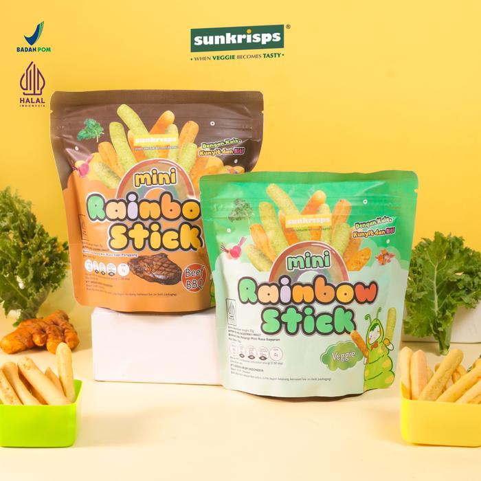 SUNKRISPS Rainbow Stick - Snack Bayi Anak - Biskuit Stik Pelangi Rasa Sayuran dan Keju 32gr