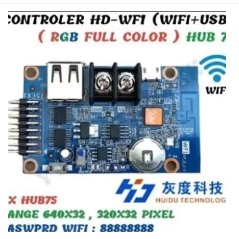 Controller LED Huidu HD-WF1 Wifi RGB Full Color HDWF1 P10 smd dip dll