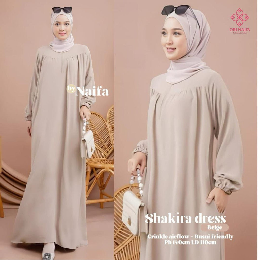 Dress Shakira Gamis Wanita Anggun Elegan Crinkle Premium Flowly