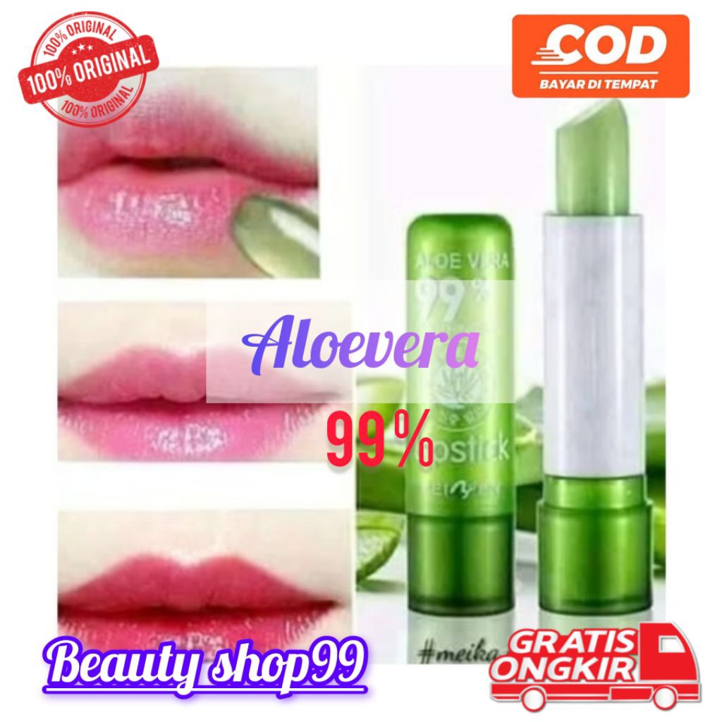 "Gratis Pensil Alis"......LIP ALOEVERA -- LIPSTICK ALOEVERA / Lip balm aloe vera Original