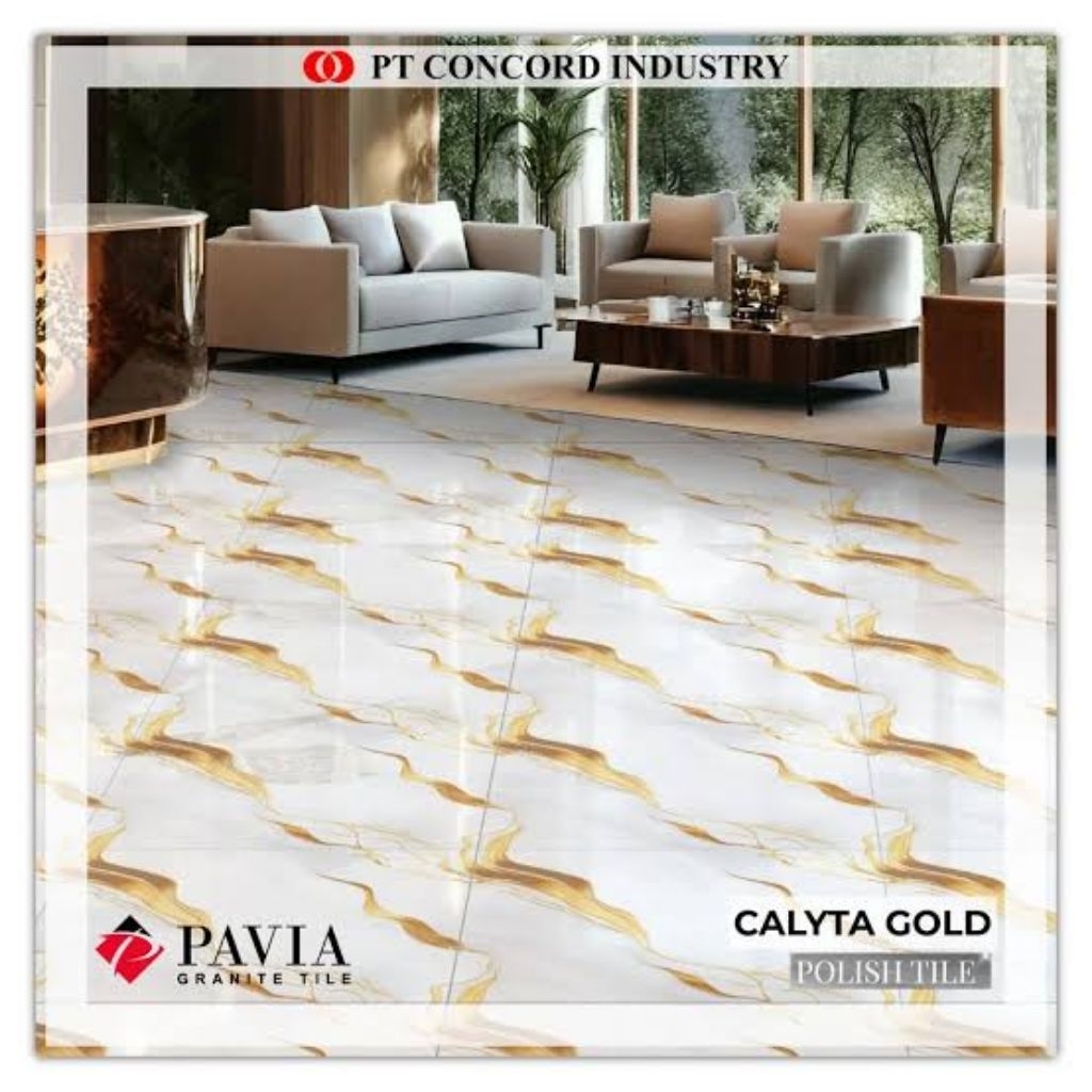 Pavia Granit Putih Motif Emas 60x60