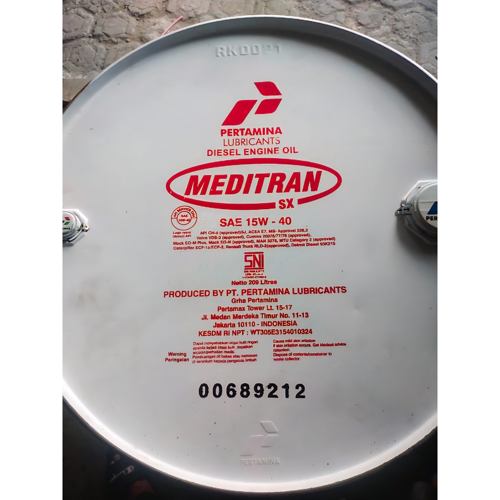 OLI DRUM MEDITRAN SX SAE 15W-40 Perdrum 209Liter / MOHON BACA DESKRIPSI