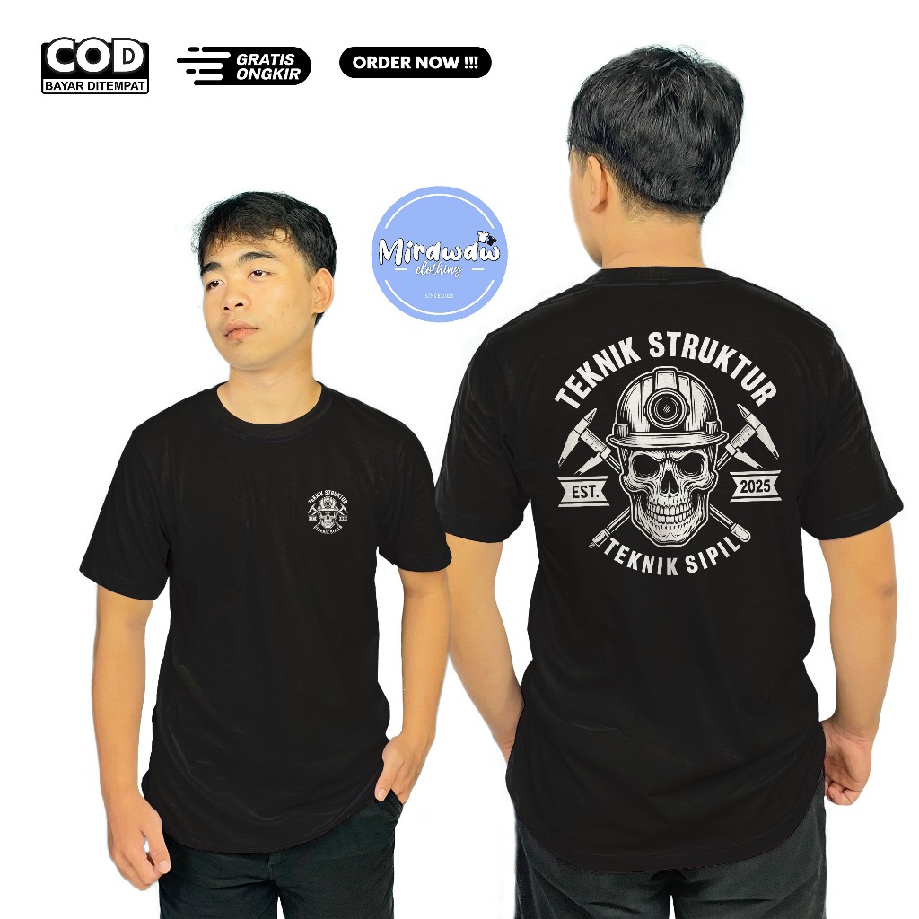 Kaos Pilar Teknik Sipil Teknik Struktur Skull est 2025 Baju Distro