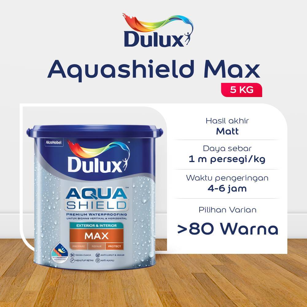 CAT TEMBOK PUTIH 5KG DULUX AQUASHIELD MAX 5KG - CAT PUTIH DULUX ORIGINAL