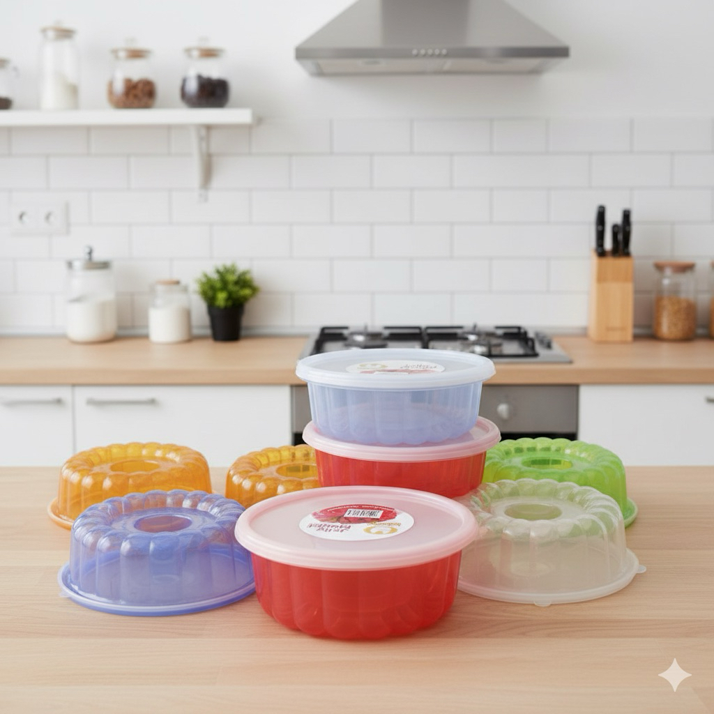 Golden Hen Cetakan Agar Agar Puding JM-118L Dengan Tutup Diameter 24cm Warna Merah Hijau Biru Orange