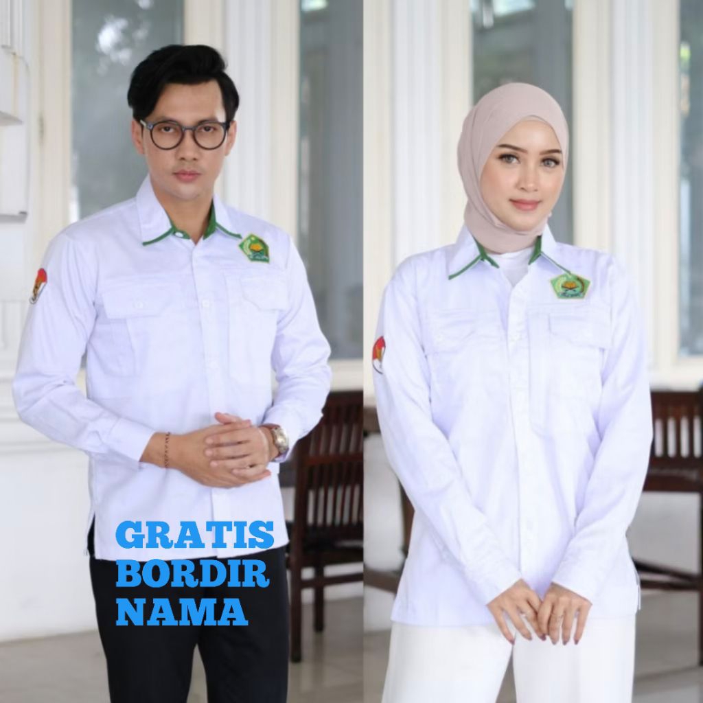 PROMO / BAHAN PREMIUM / Baju KEMENAG PUTIH PNS/ASN/PDH/PDL Lengan PANJANG / Baju pppk / Seragam asn