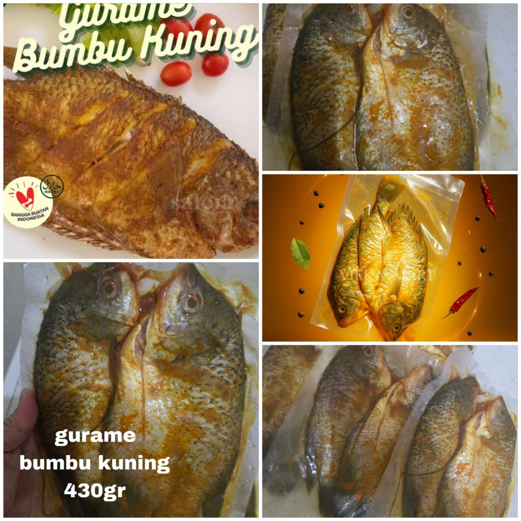 Ikan Gurame bumbu kuning 2 pcs/ Gurame kuning frozen isi 2 ekor/ikan gurame bumbu kuning siap goreng
