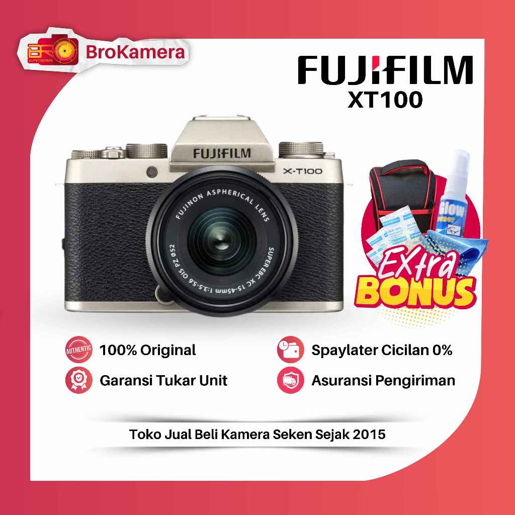 Fujifilm XT100 Kit 15-45mm Fullset - Kamera Mirrorless 100% Original Fuji