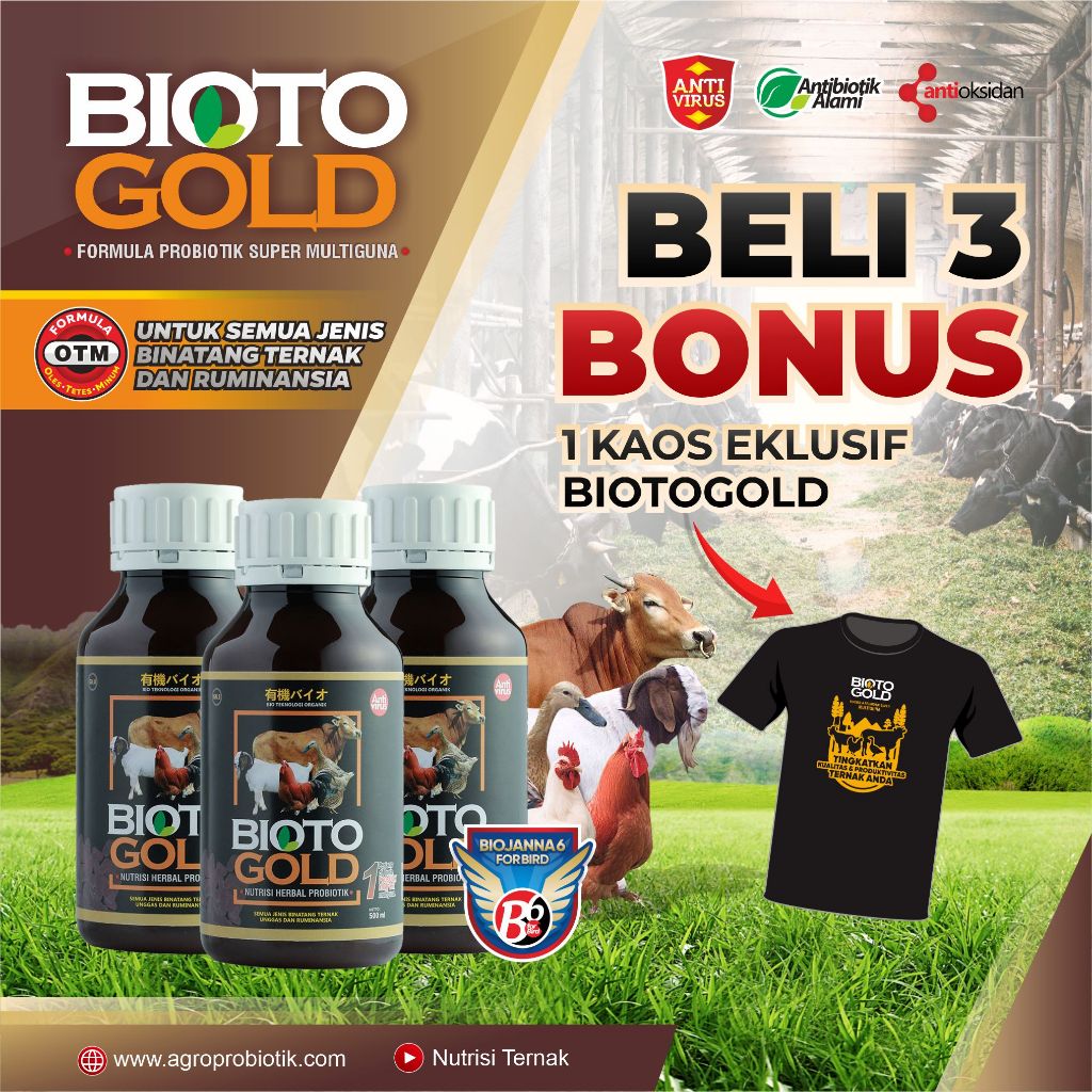 BIOTOGOLD PROBIOTIK SUPER NUTRISI HEWAN TERNAK AMPUH ATASI PMK