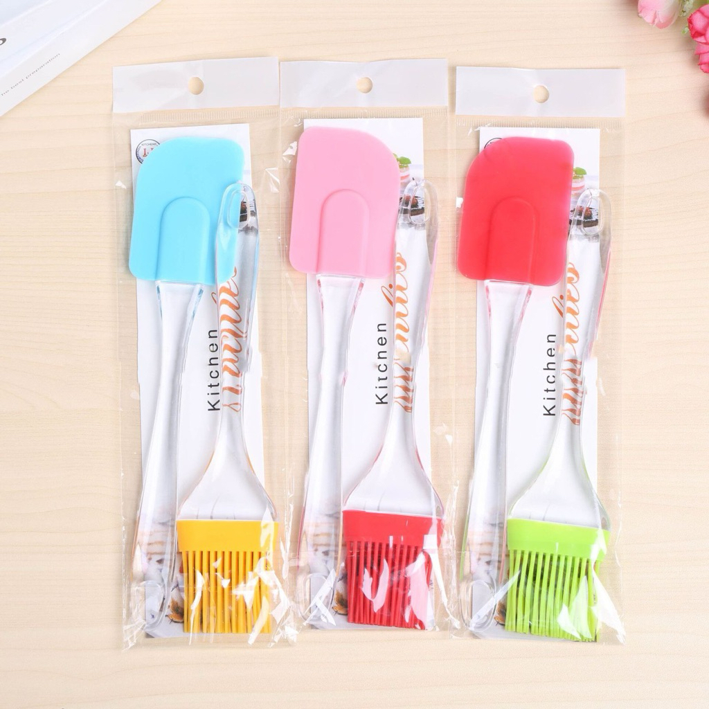 Spatula & Kuas Silicone satu set / Kuas Kue Silicone & Spatula Silicone / Set Kuas dan Spat