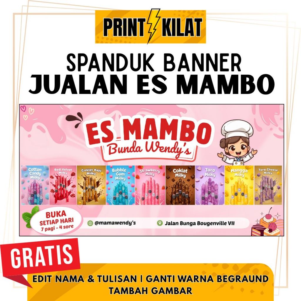SPANDUK JUALAN MINUMAN  | BANNER JUALAN ES MAMBO VIRAL