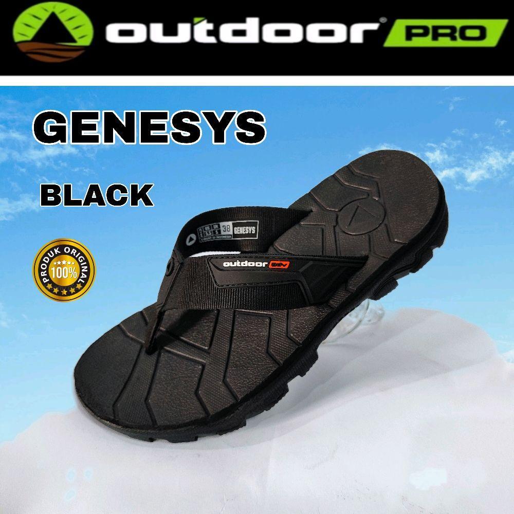 Sandal Jepit Pria Outdoor Karet Anti Slip Fashion Sendal Spatu Genesys Hitam Eva Insole Size 38-43
