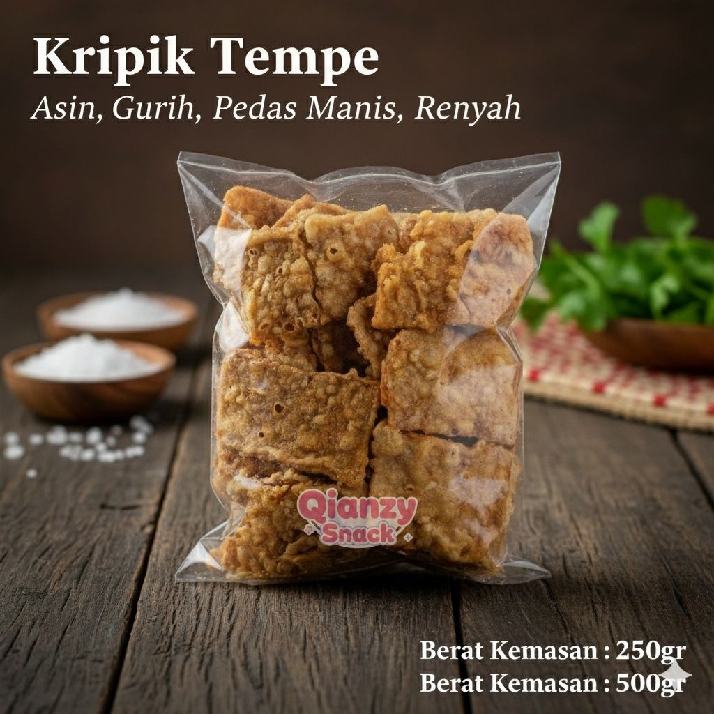 Keripik Tempe GORENG TEMPE BANDUNG Oleh - Oleh Khas Priangan Tersedia Varian Rasa Asin Gurih , Pedas