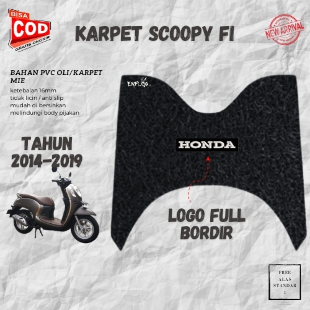 karpet scoopy 2014-2019 Logo Full bordir karpet motor alas pijak kaki anti slip