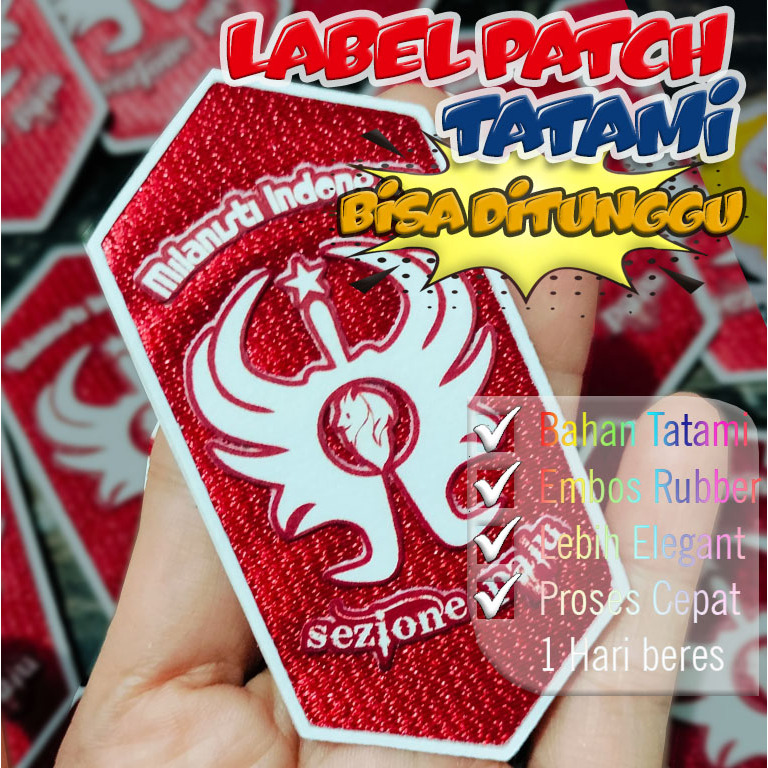 Cetak label patch jersey custom desain 3D bahan bordir tatami harga murah untuk aksesoris baju olah 