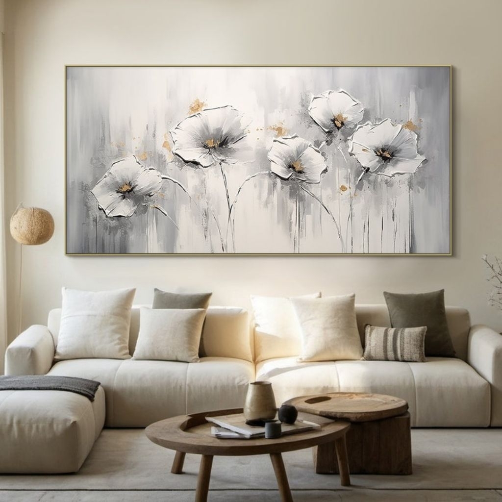 Lukisan Bunga Minimalis Mewah Hiasan Dinding Ruang Tamu