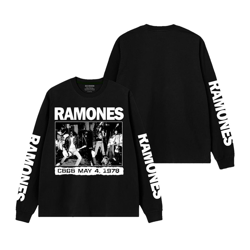 Seishin Tshirt Lengan Panjang Rib Ramones cbgb may 4 1978 Kaos Long Sleeve Musik Metal unisex