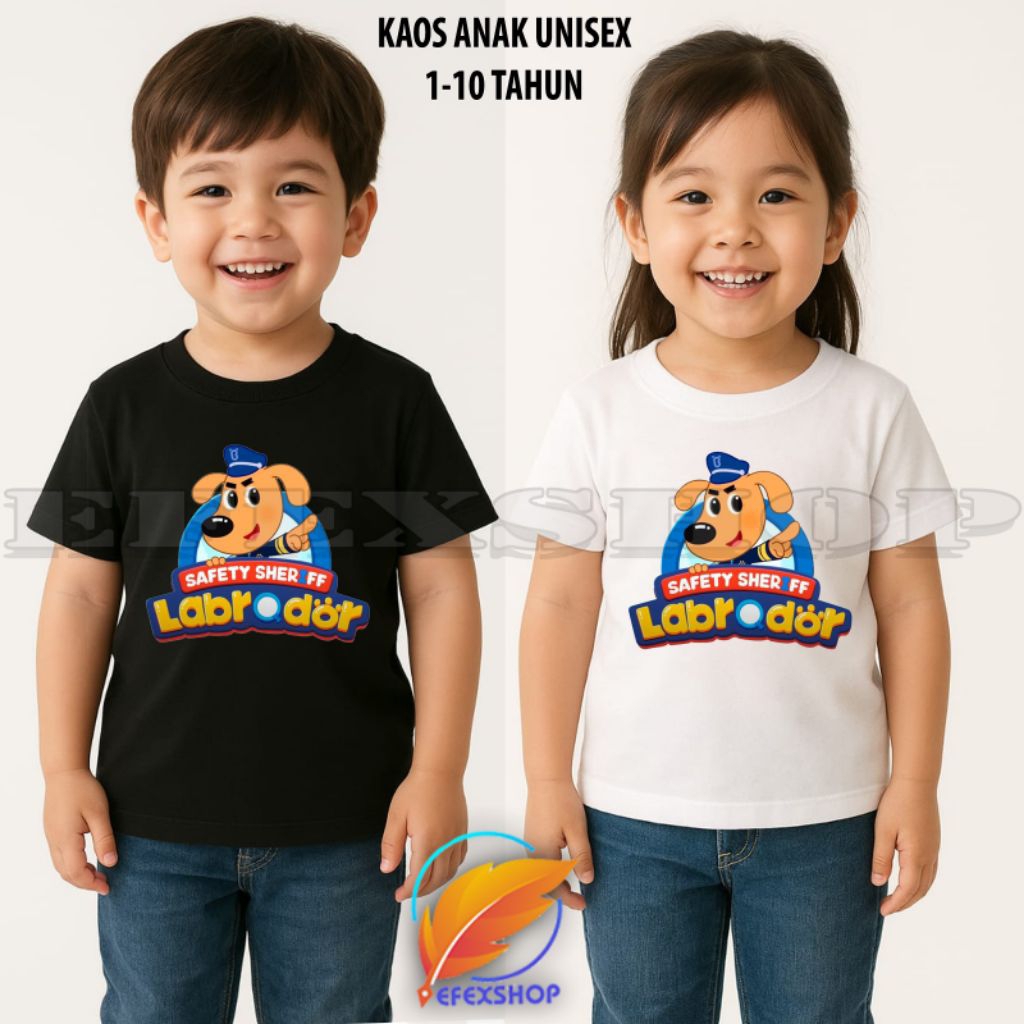 KAOS ANAK SAFETY SHERIFF LABRADOR BAJU ANAK KARTUN KEPALA POLISI LABRADOR
