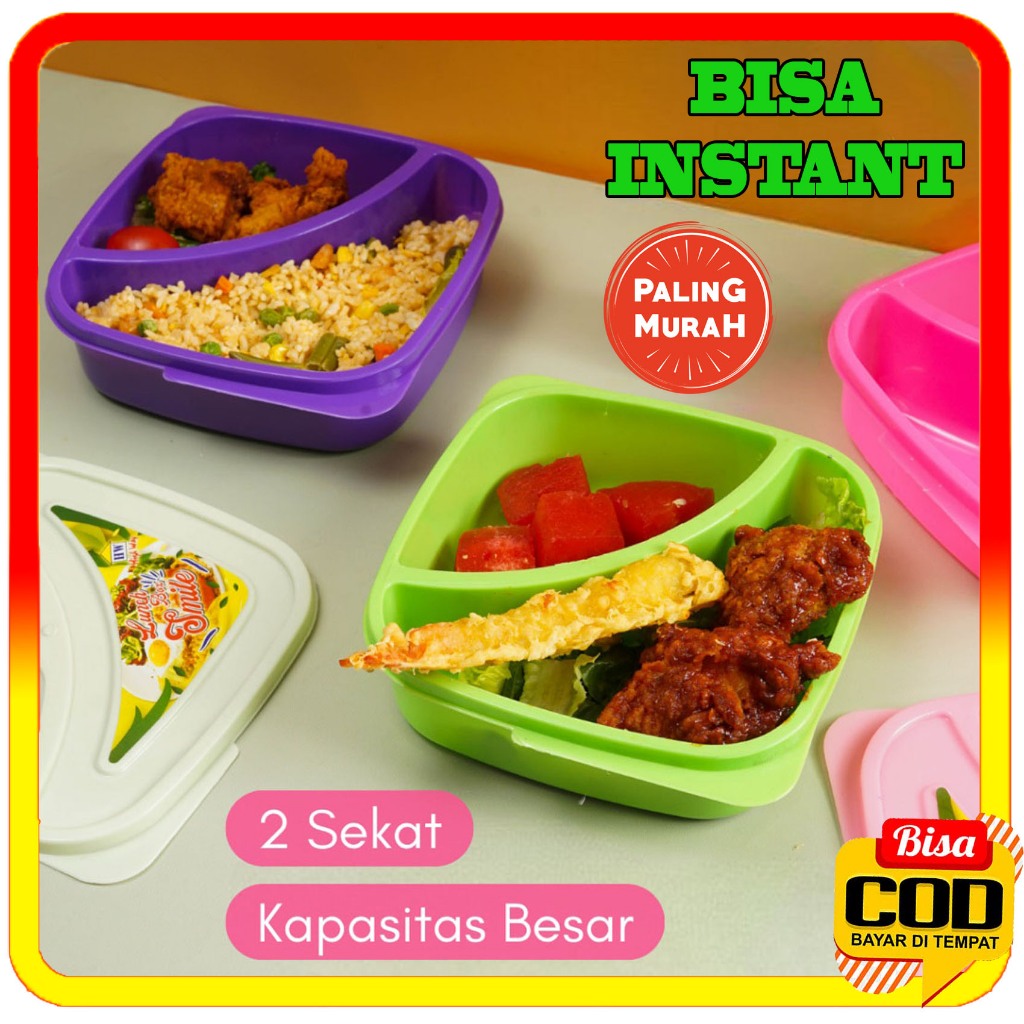 Lunch Box kotak makan kotak bekal 2 sekat anti tumpah