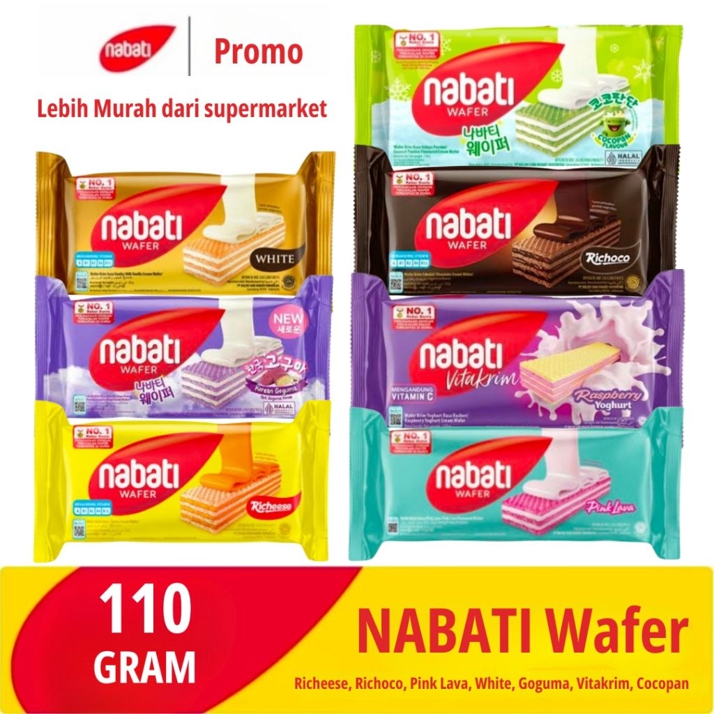 NABATI WAFER 110 GRAM RICHEESE RICHOCO KOREAN BREAD GOGUMA WHITE VANILLA CREAM PINK LAVA VITAKRIM RA