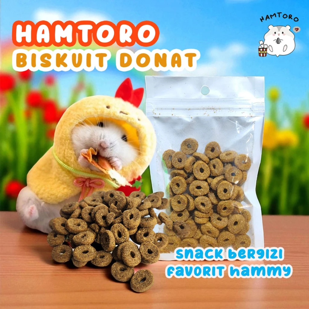 Snack Hamster Biskuit kering 15g bentuk Campur Donat,Ikan,Bulat Makanan Landak mini