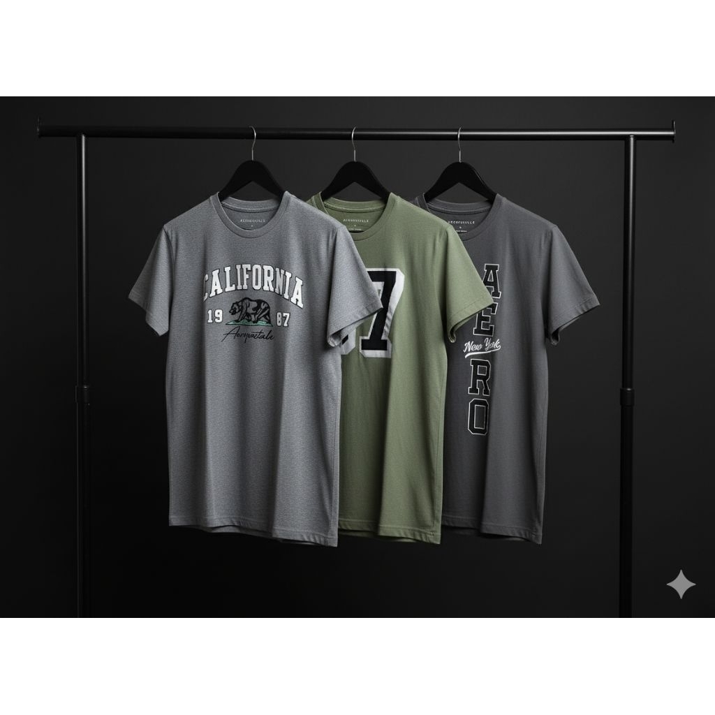 Kaos aeropostale original new atasan t shirt unisex timbul bordir