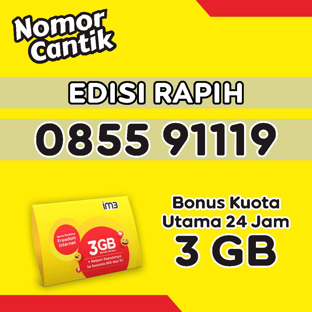 Kartu perdana indosat Nomor Cantik 12 Digit Seri Rapih 0855 Terbaru  2