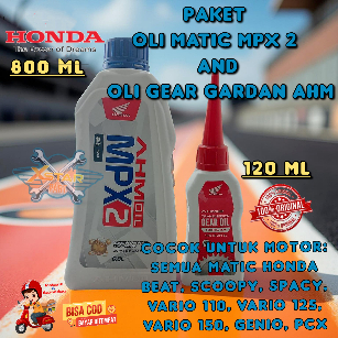 ORI PAKET MURAH OLI MPX2 800ML+OLI GEAR GARDAN120ML ORIGINAL AHM HONDA MOTOR MATIC VARIO BEAT SCOOPY