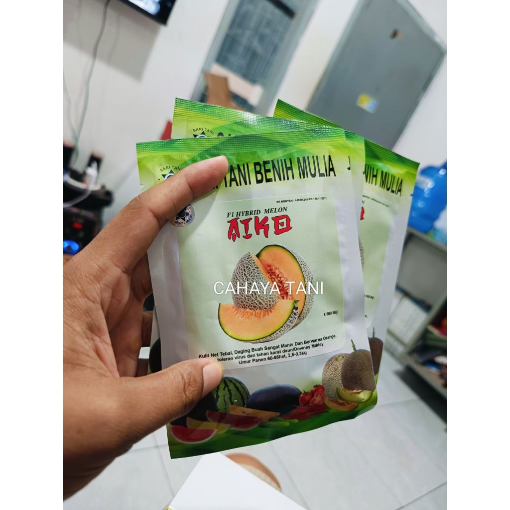 Benih Bibit Melon Aiko F1, Perawatan mudah. Tipe Delon 65, Jumbo. Isi 500 Butir Kadaluarsa. 2028 (Te