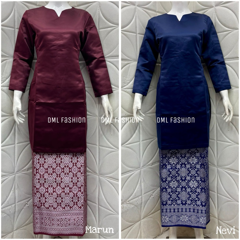 Baju Kurung Melayu One Set Polos - Set Baju Kurung Bridal Polos