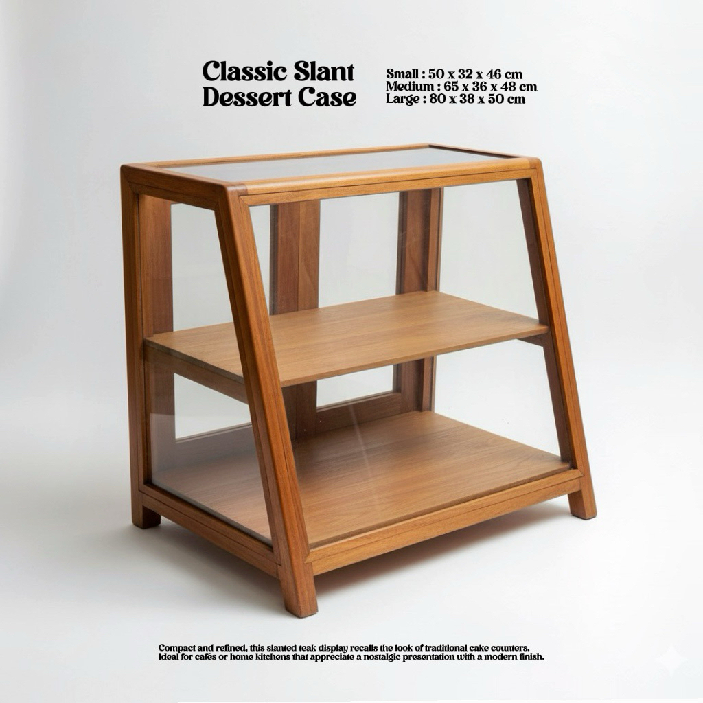 Etalase Kue Kayu Jati Solid - Classic Slant Dessert Case