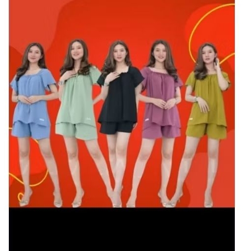 ONE SET FUJI SETELAN BAJU WANITA LENGAN PENDEK ONE SET NAGITA