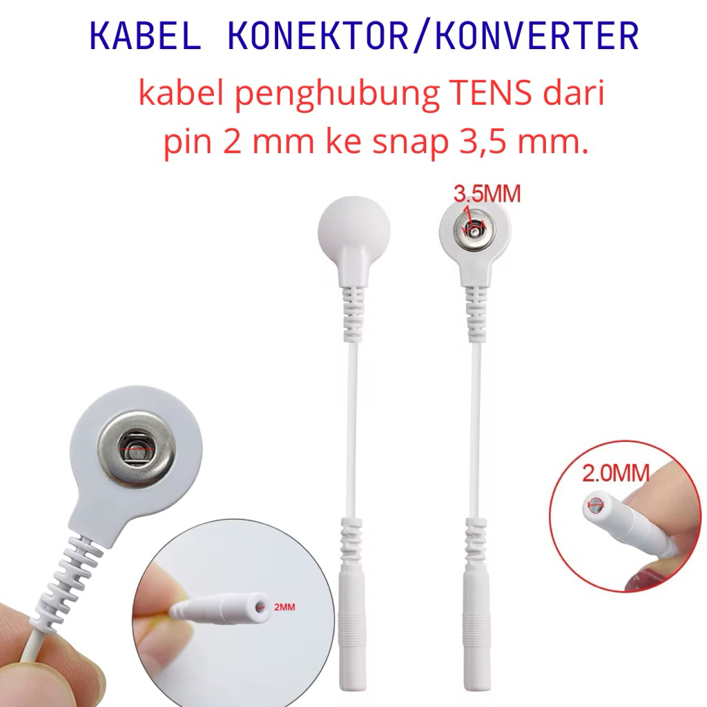 Kabel Penghubung Tens Pin 2mmke Kancing/snap 3,5mm / Kabel Konektor / Kabel Konverter