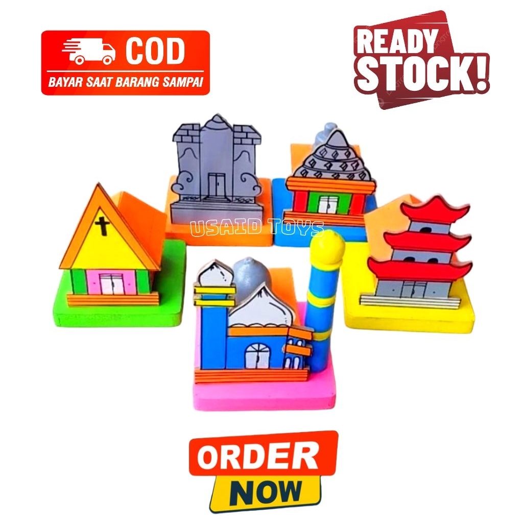 Maket Rumah Ibadah 3D Mainan Edukasi Rumah Ibadah 3D