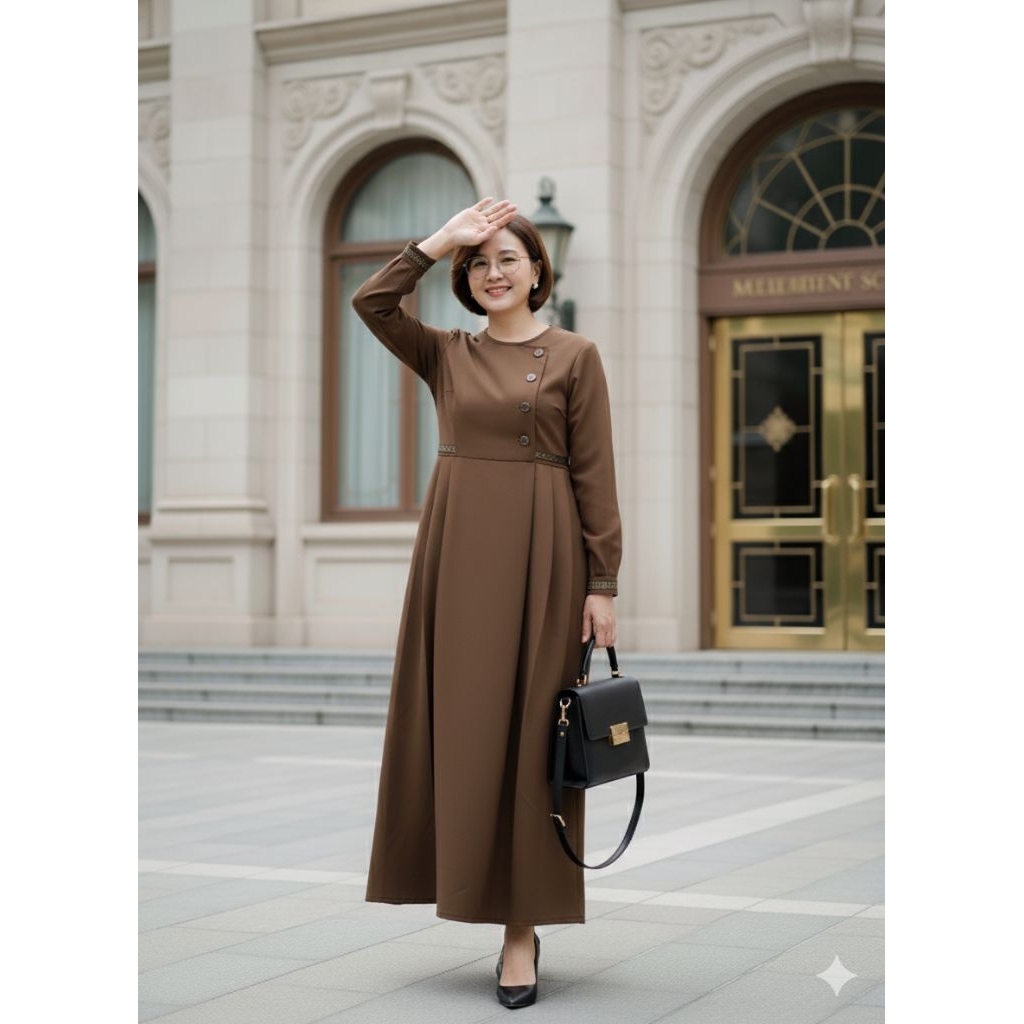 GAMIS KANTOR - BAJU PNS BAJU PEMDA GAMIS BONIA PNS / COKLAT PEMDA TESSA