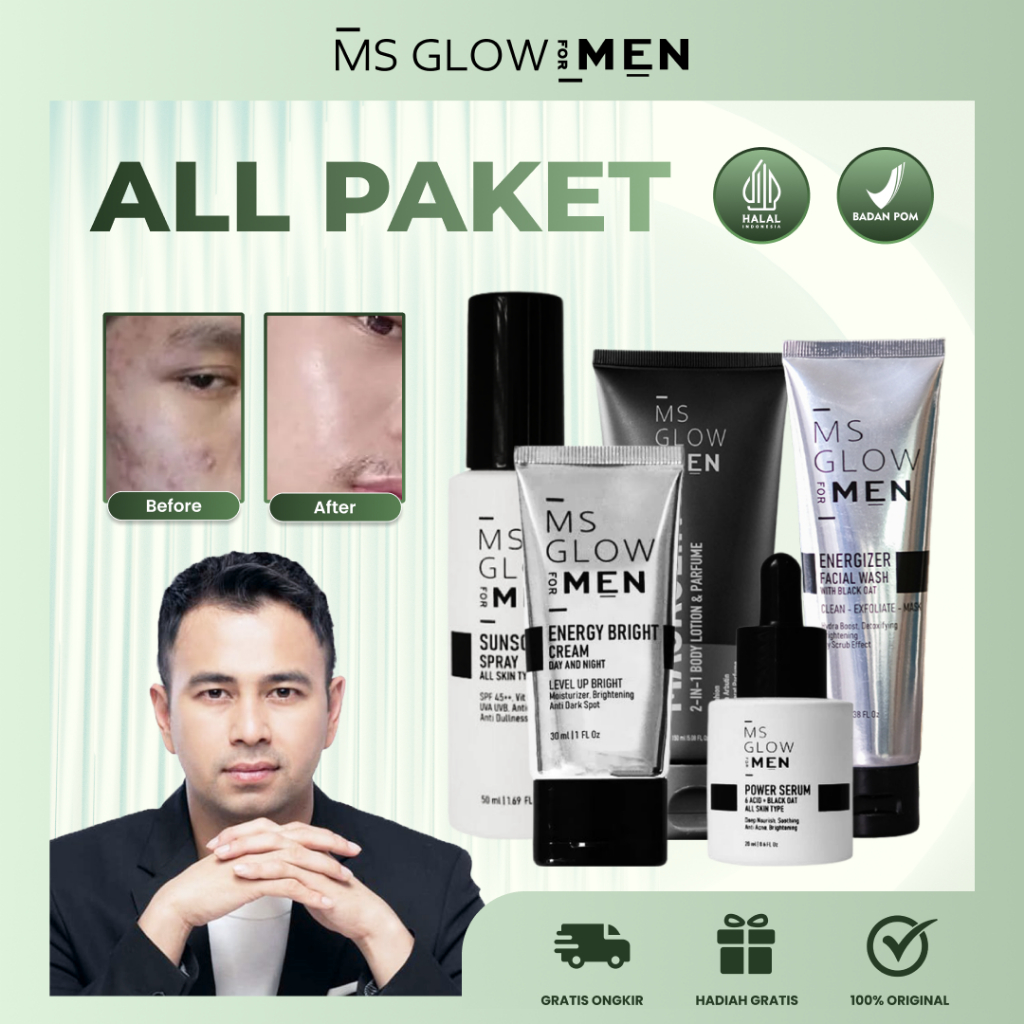 MS GLOW FOR MEN PAKET SKINCARE 1 SET LENGKAP SKINCARE PRIA COWOK GRATIS ONGKIR