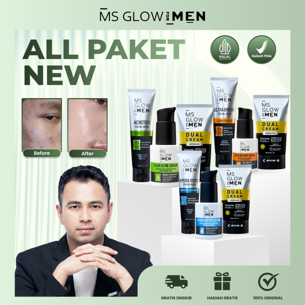 Ms Glow Men New Skincare Pria Ms Glow For Men 1 Set Lengkap Paket Skincare Cowok GRATIS ONGKIR