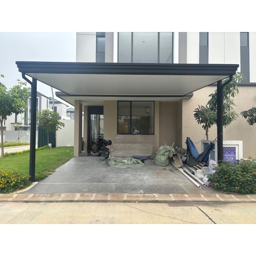 kanopi besi hollow galvanis plafon pvc atap alderon singel