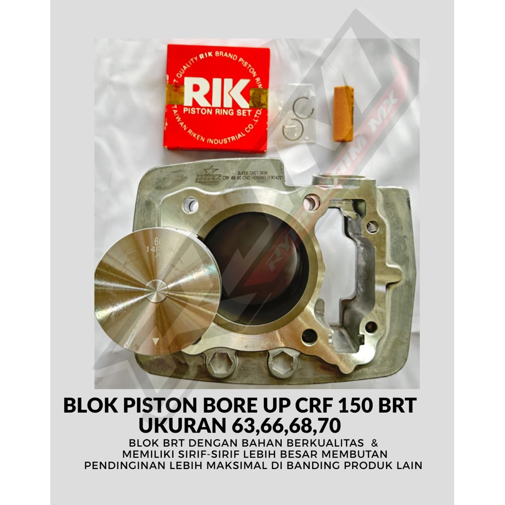 BLOK PISTON BRT CRF 150 BORE UP 63 66 68 70 BLOK RACING BRT BLOK KERAMIK BRT BLOK IRON BRT