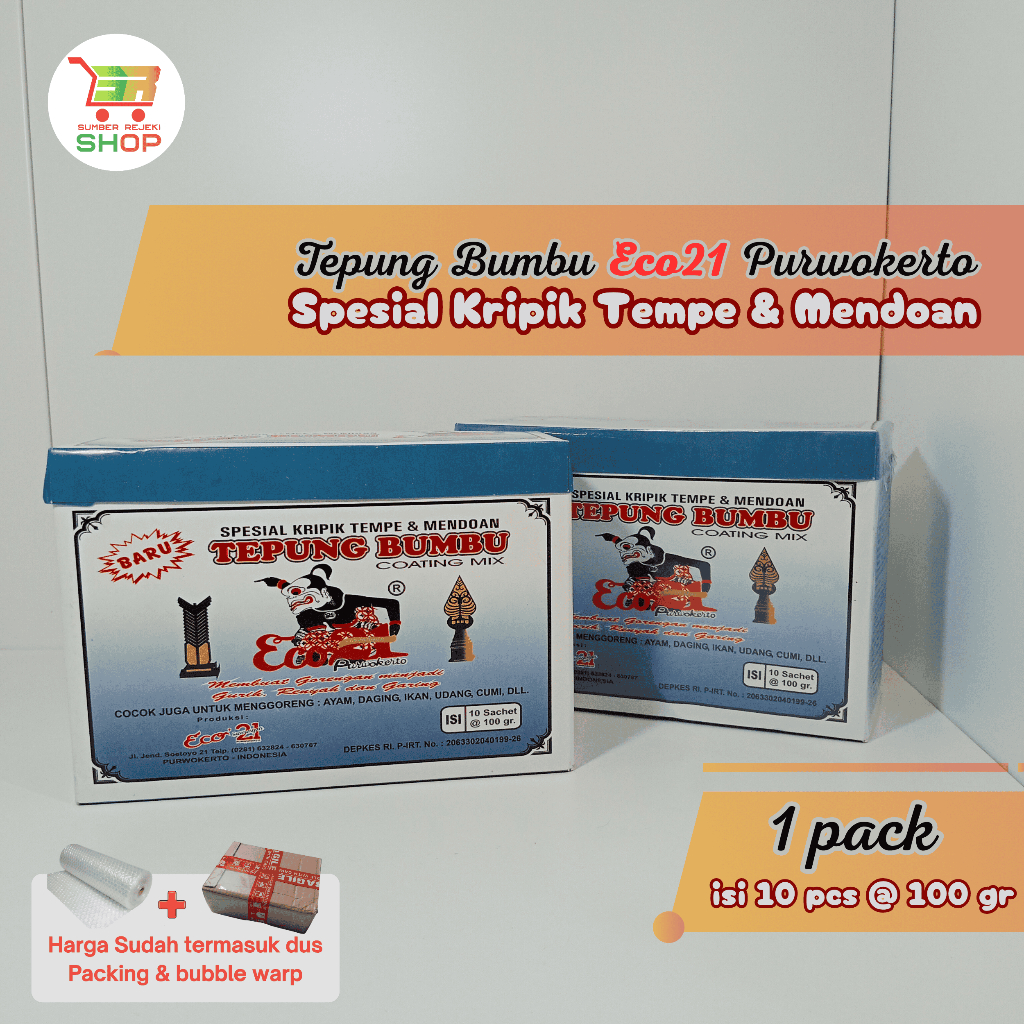 Tepung Bumbu Spesial Kripik Tempe & mendoan Eco 21 Asli Purwokerto | Gurih, Renyah & Garing | 1 box