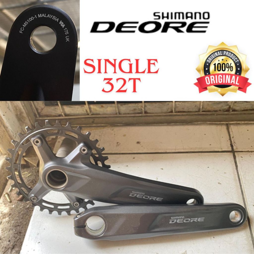 SHIMANO DEORE Crank M5100 M4100 32T 11/10 Speed Single Chainring 175MM Gir Set Crankset Depan Hollow